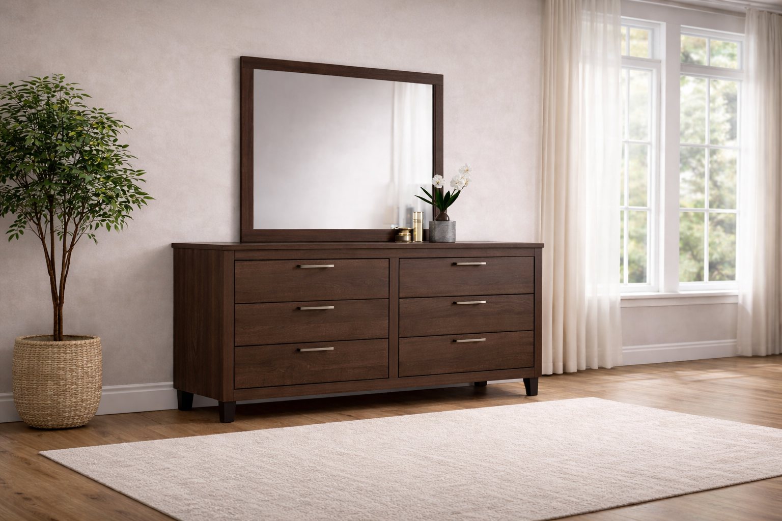 Wood dresser with multiple drawers