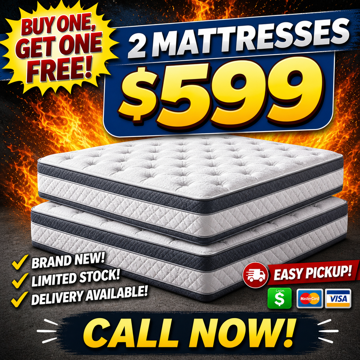 Double mattress bundle special with pickup and delivery options